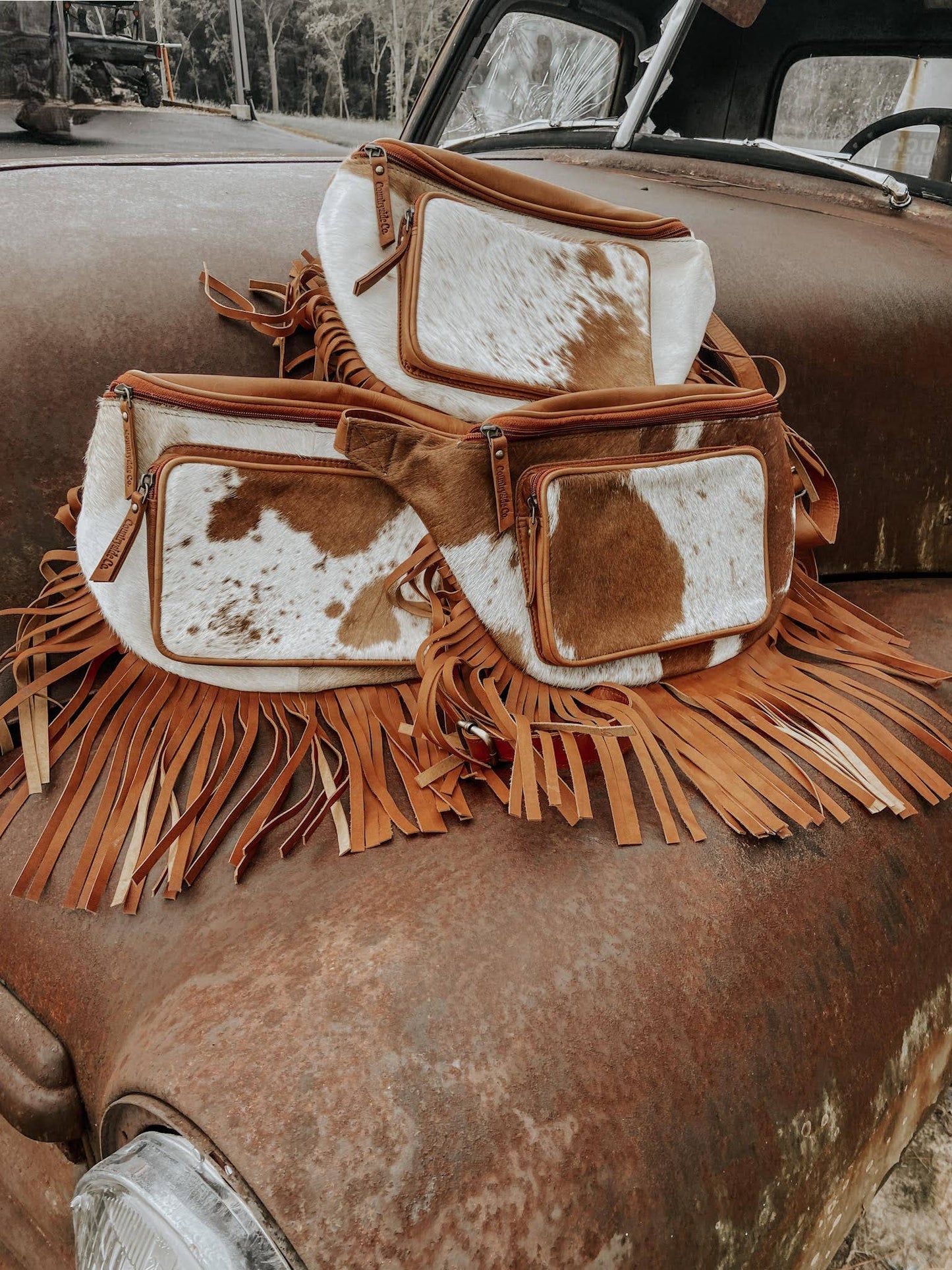 Leather Cowhide Fringe Sling, Festival Bag
