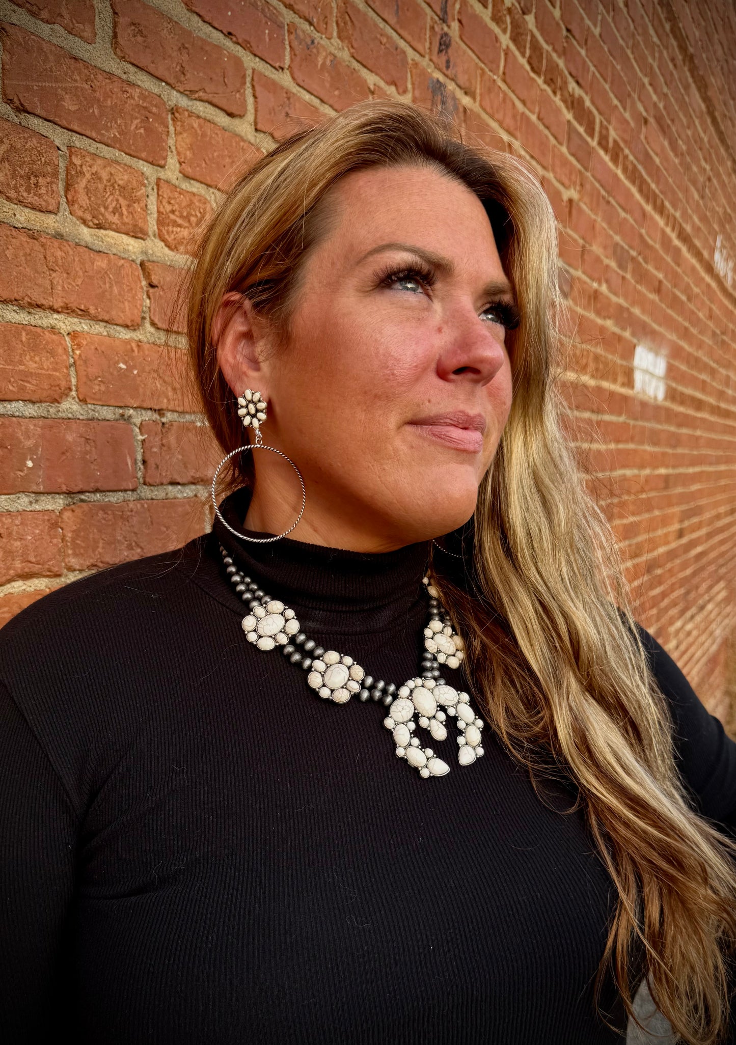 The Maya Western Chunky Squash Blossom Necklace - White