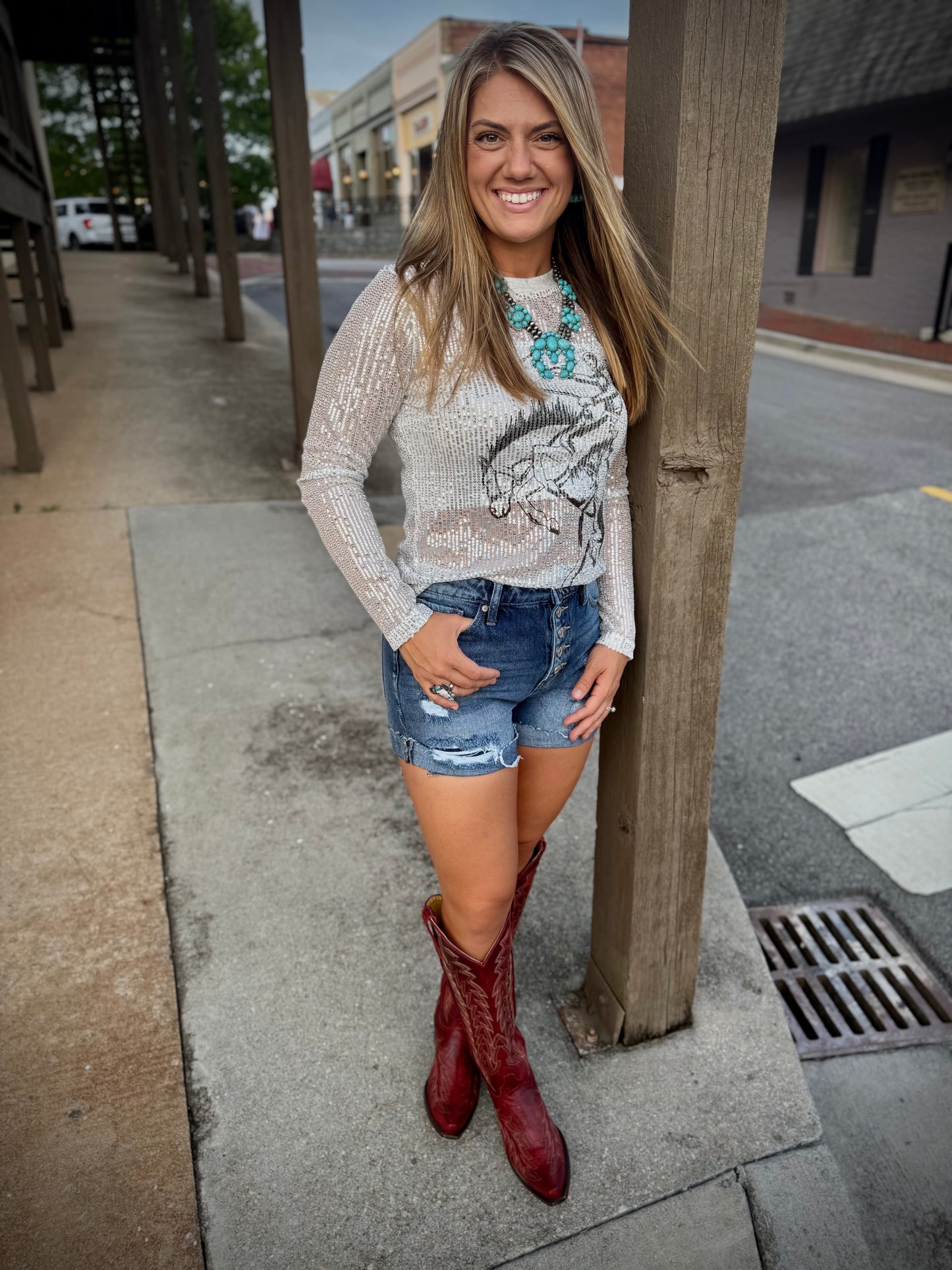 Sequin Saddles Top