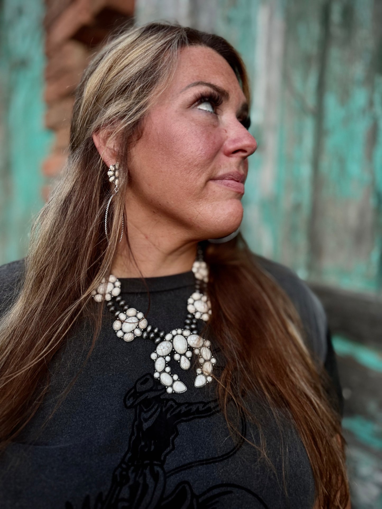 The Maya Western Chunky Squash Blossom Necklace - White