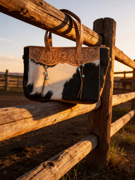 Hearthwind Handtooled Bag in Onyx Frost