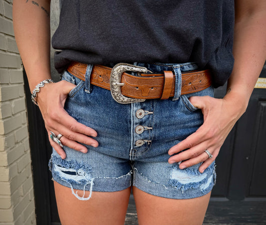 Kan Can Plus Size High Rise Mended Shorts